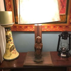 One of a kind antique mermaid lamp